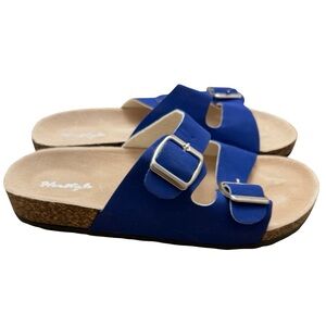 Herstyle US 9 Royal Blue Double Buckle Slide Sandals
